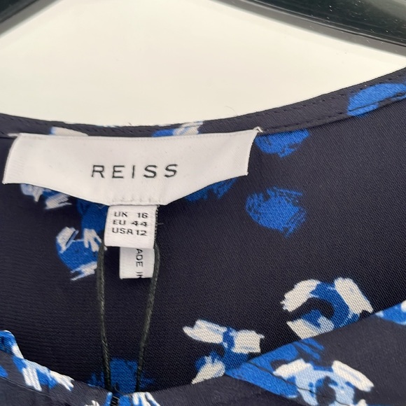 Reiss navy patterned tie waist dress. - Picture 5 of 5